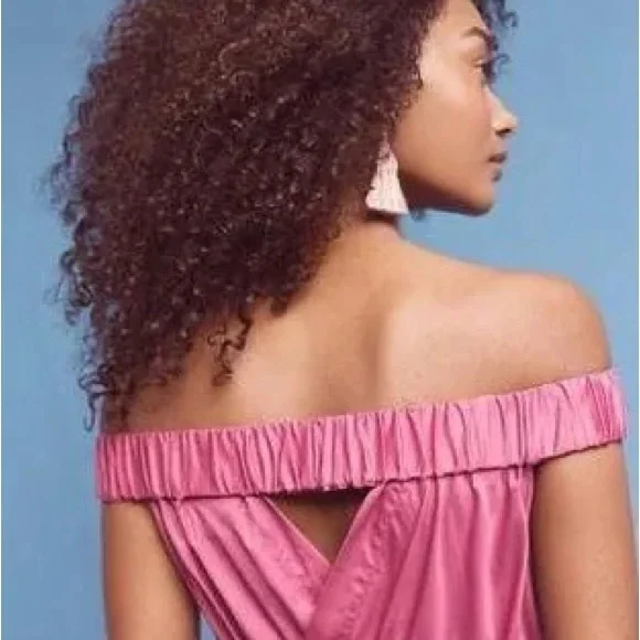 Maeve Anthropologie off shoulder dress | Fuchsia - Picture 8 of 9